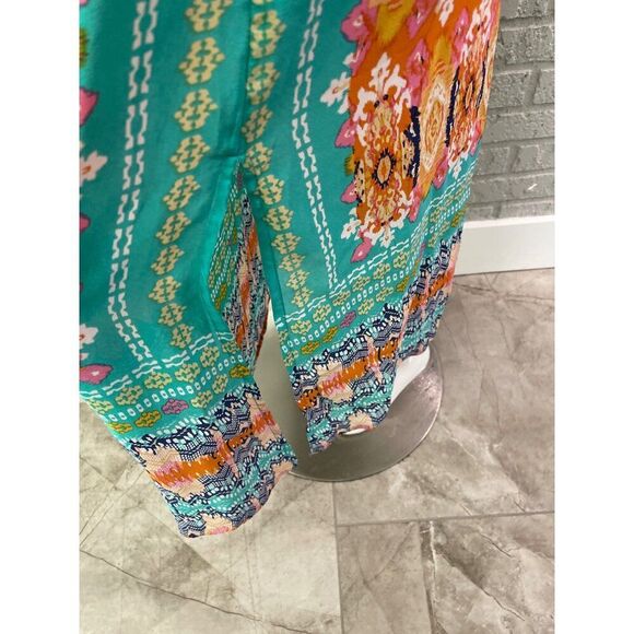 Anthropologie Tolani Women Multi Color Aztec Paint Silk Maxi Skirt Size M - Picture 5 of 10
